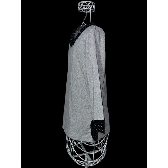 Beautiful Garnet Hill Knit Top Gray Polka Dot Collar 3/4 Long Sleeve SIZE medium - Picture 4 of 9